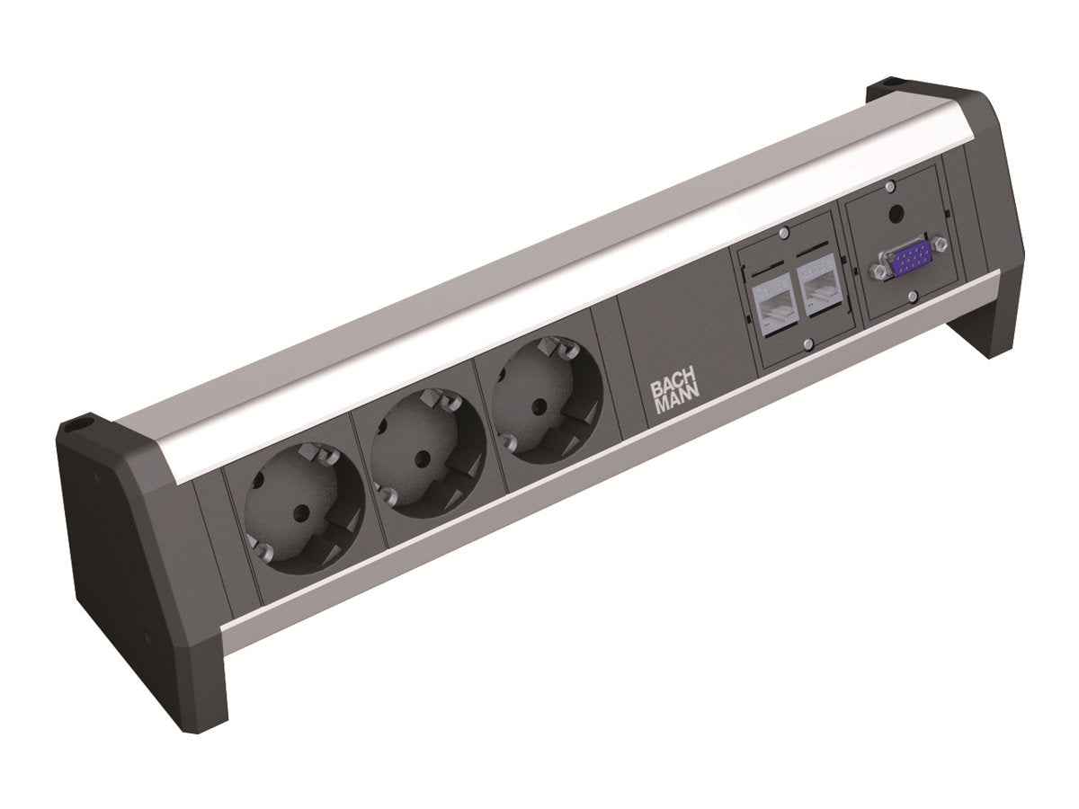 BACHMANN DESK 3x Schutzkontakt 2x CAT6a 1x VGA 1x Audio - Vorderansicht