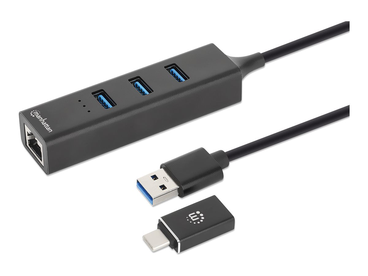 MANHATTAN 3-Port USB 3.0 Typ-C / Typ-A Kombo-Hub Vorderansicht