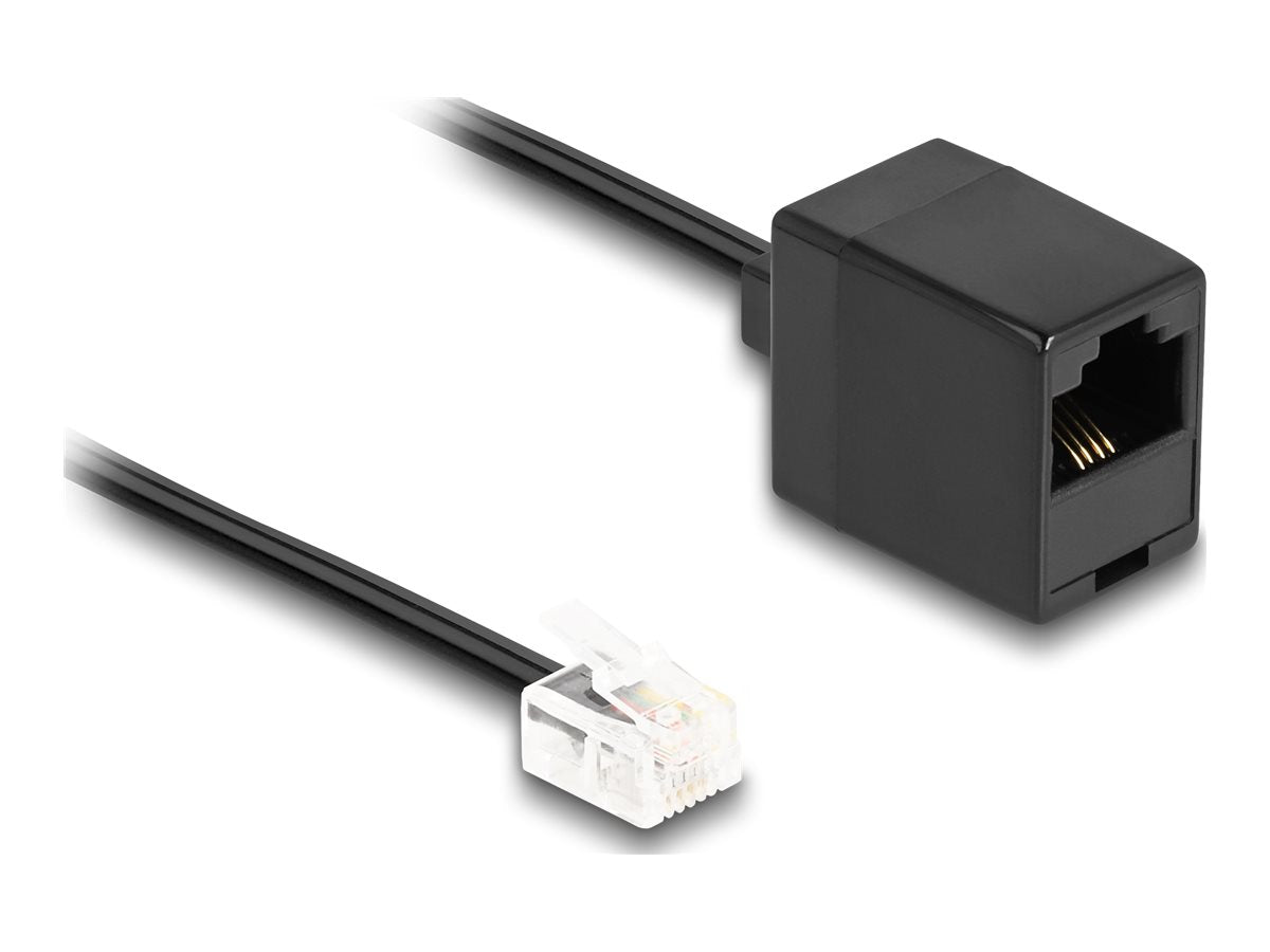 DELOCK Telefonkabel RJ11 Stecker zu RJ45 Buchse schwarz 10m - Vorderansicht