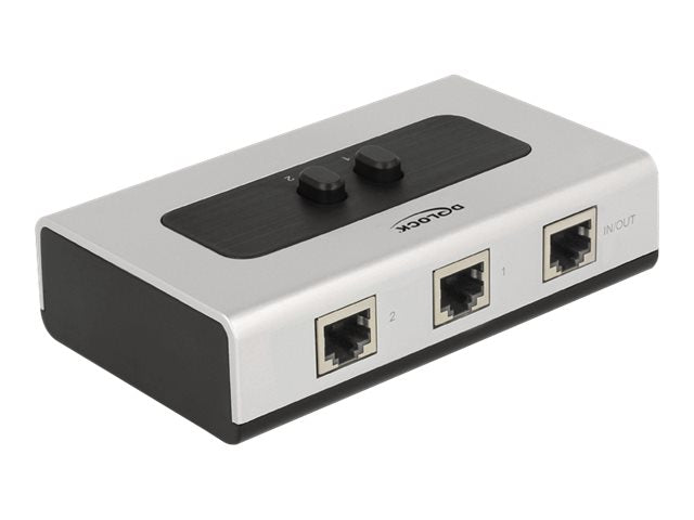 DELOCK Umschalter RJ45 10/100/1000mbps 2 Port manuell bidirektional Vorderansicht