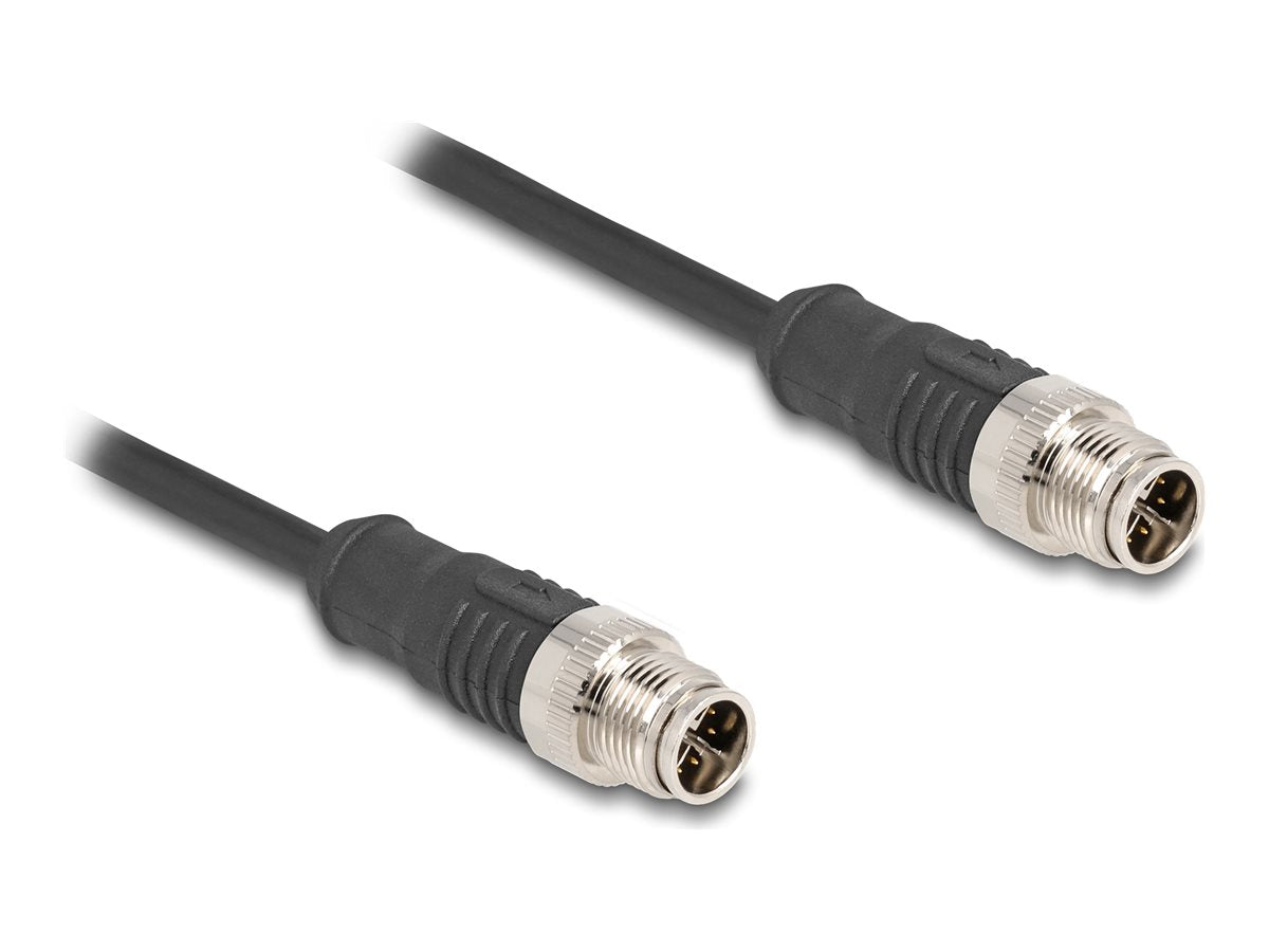 DELOCK M12 Kabel X-kodiert 8 Pin Stecker zu Stecker PVC 2m - Vorderansicht
