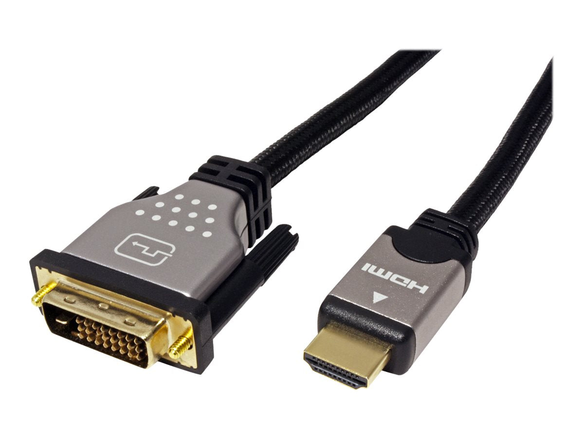 ROLINE Monitorkabel DVI - HDMI ST-ST dual link schwarz / silber 3m Vorderansicht