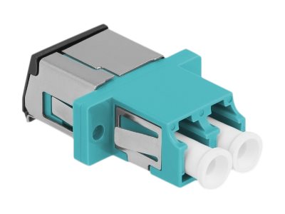 DELOCK LWL Kupplung mit Laserschutzklappe LC Duplex Buchse zu LC Duplex Buchse Multimode aqua
