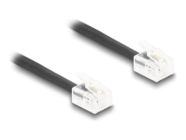 DELOCK Telefonkabel / Spiralkabel RJ11 Stecker zu RJ11 Stecker schwarz 1m