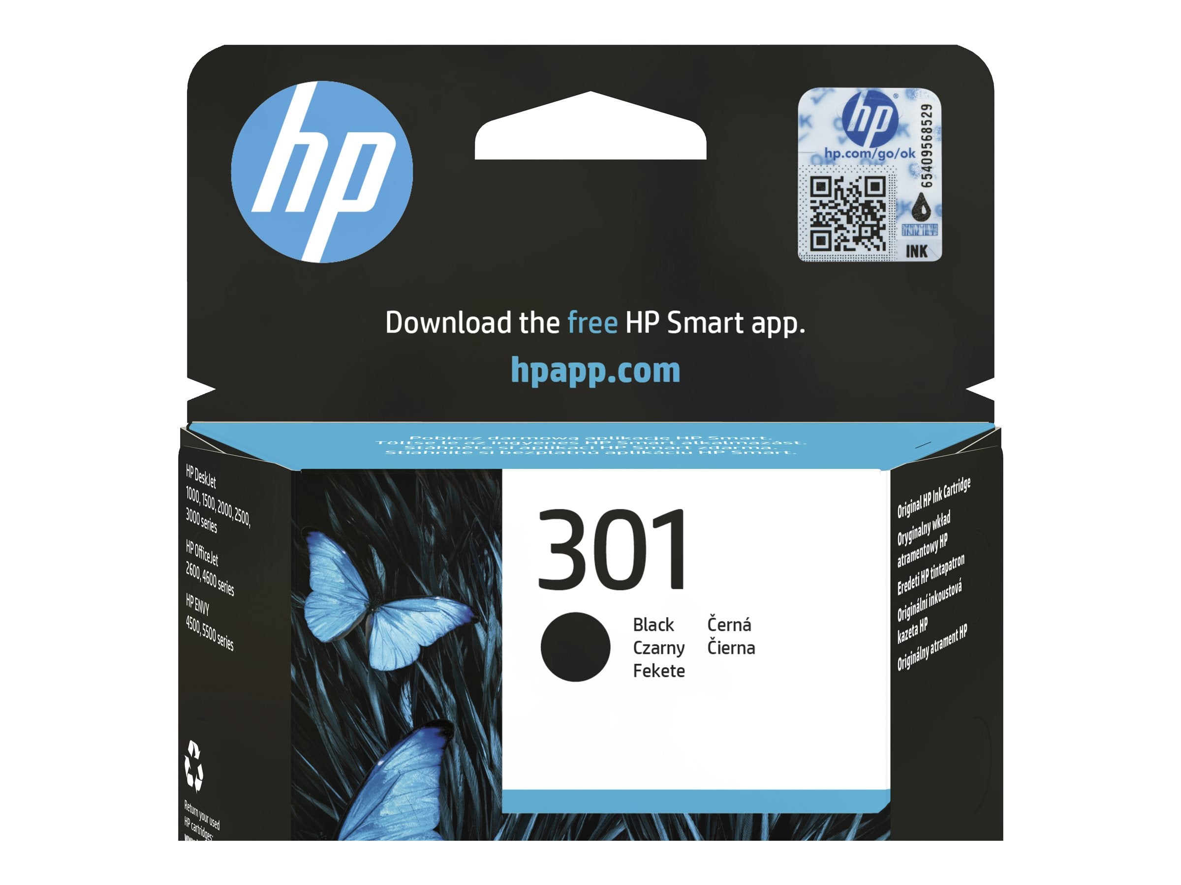 HP 301 original Tintenpatrone CH561EE UUS schwarz Vorderansicht