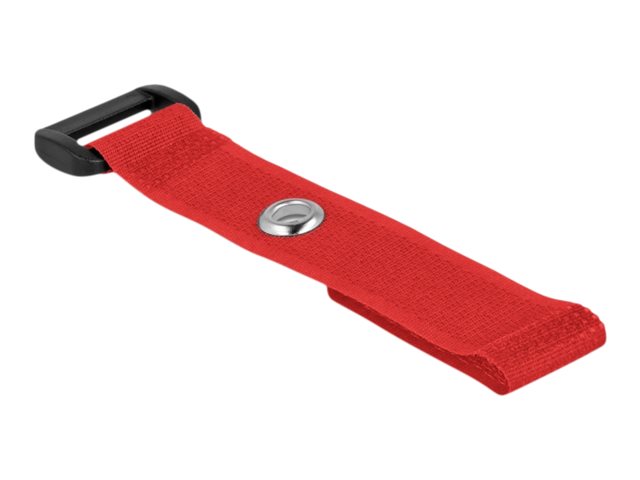 DELOCK Klett-Kabelbinder mit Schlaufe und Befestigungsöse L 150 x B 20mm rot 5 Stück