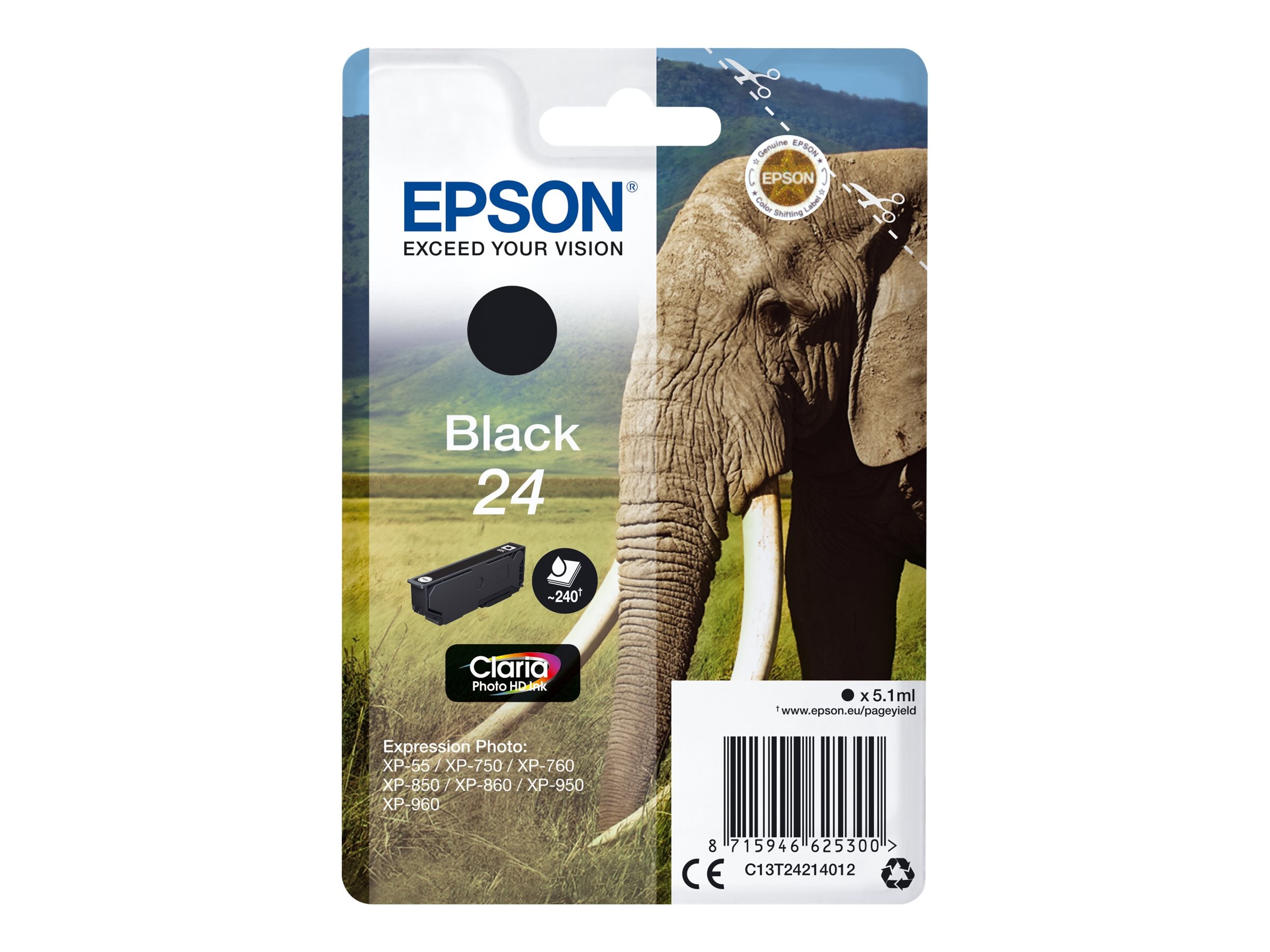 EPSON 5LB 24 Tintenpatrone schwarz Vorderansicht
