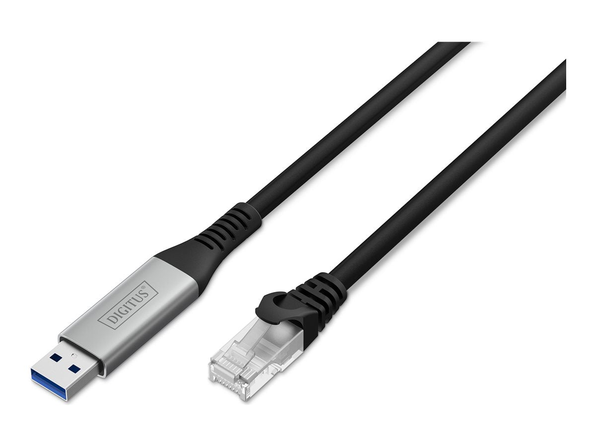 DIGITUS USB-A - RJ45 CAT 6A S/FTP Kabel 1 Gbit/s 10m Vorderansicht
