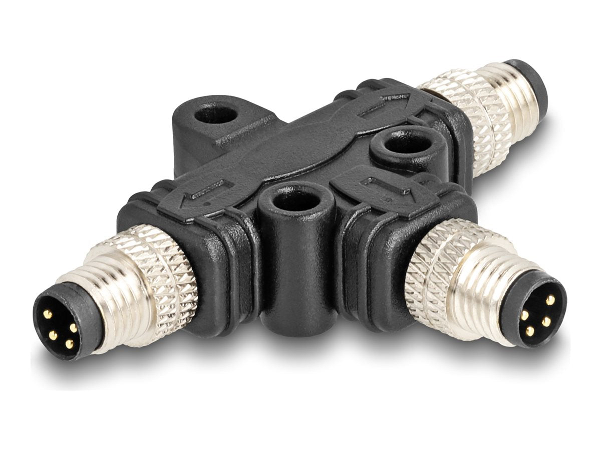 DELOCK M8 T-Splitter A-kodiert 4 Pin Stecker zu 2 x Stecker Parallelschaltung - Vorderansicht