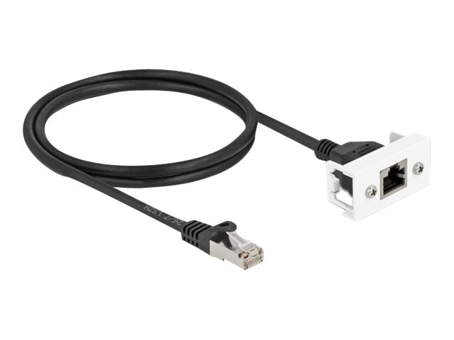 DELOCK Netzwerk Verlängerungskabel für Easy 45 Modul S/FTP RJ45 Stecker zu RJ45 Buchse Cat.6A 1 m schwarz - Vorderansicht