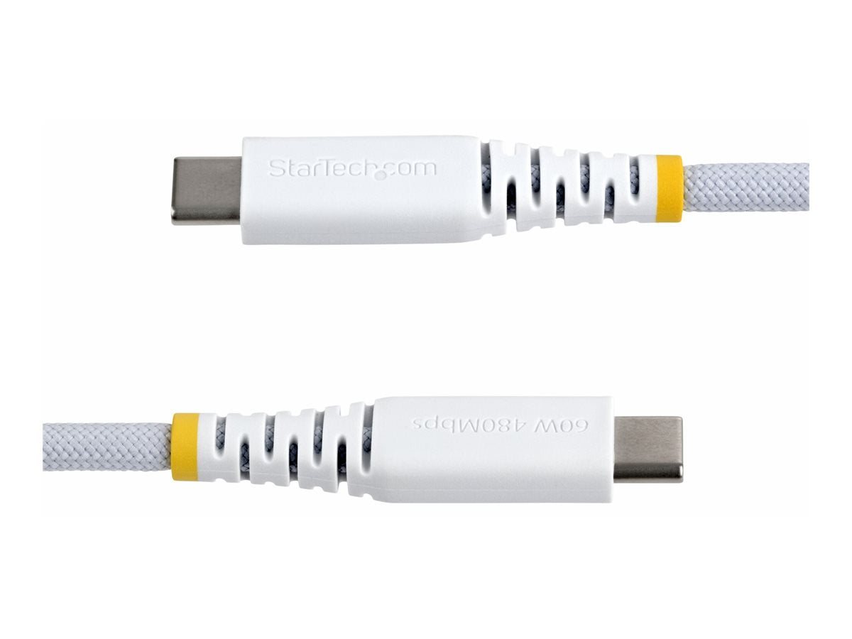 STARTECH.COM 15cm USB-C Ladekabel 60W 3A PD Geflochtenes Nylon-TPE Mantel Robustes USBC Laptop-Handy Ladekabel Weiss