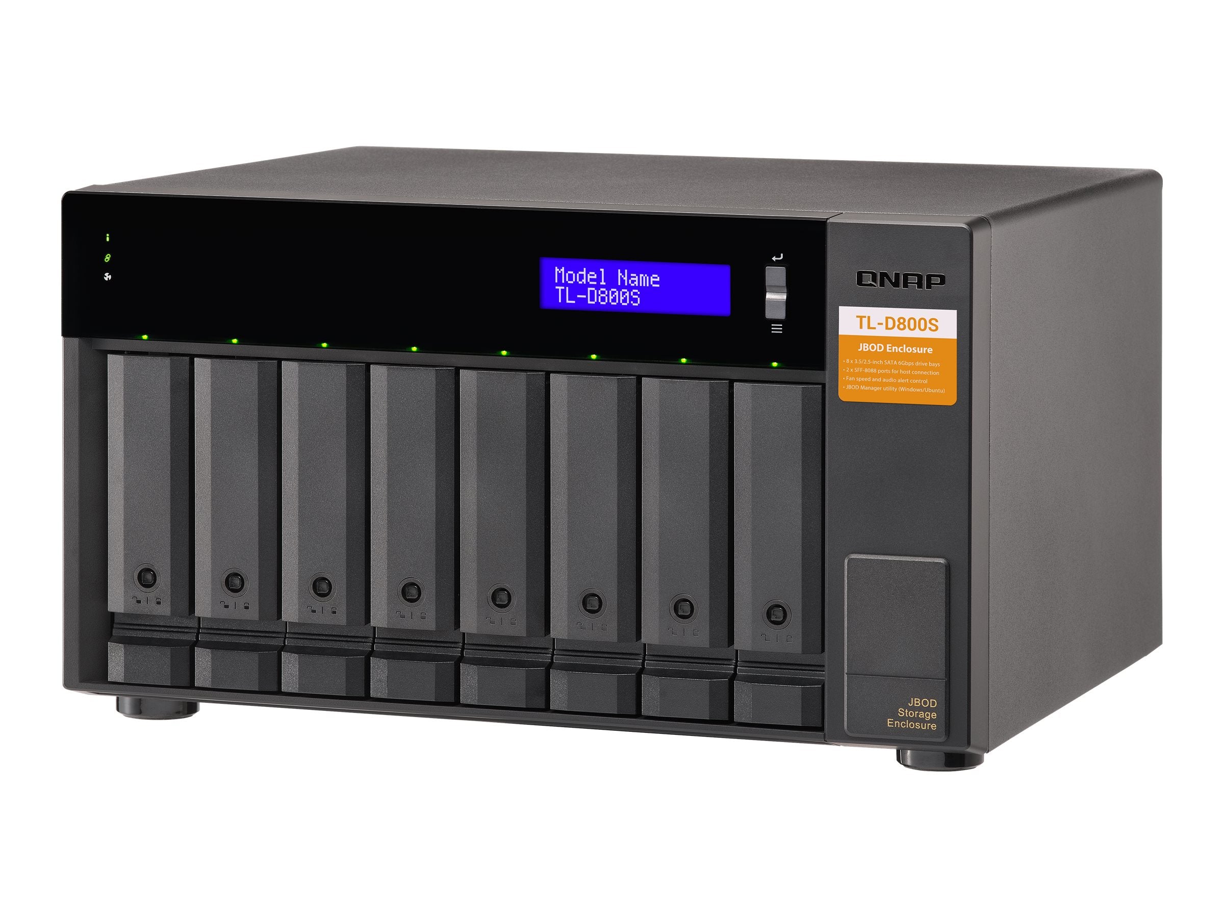QNAP TL-D800S 8-bay desktop SATA JBOD expansion unit Vorderansicht
