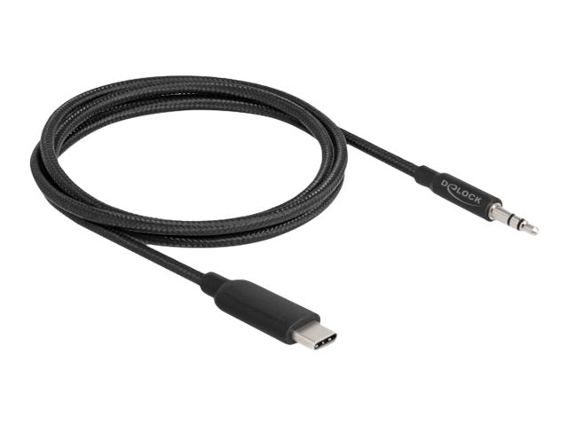 DELOCK Audio Stereo Kabel USB Type-C Stecker zu Klinkenstecker 3,5mm 1m schwarz - Vorderansicht