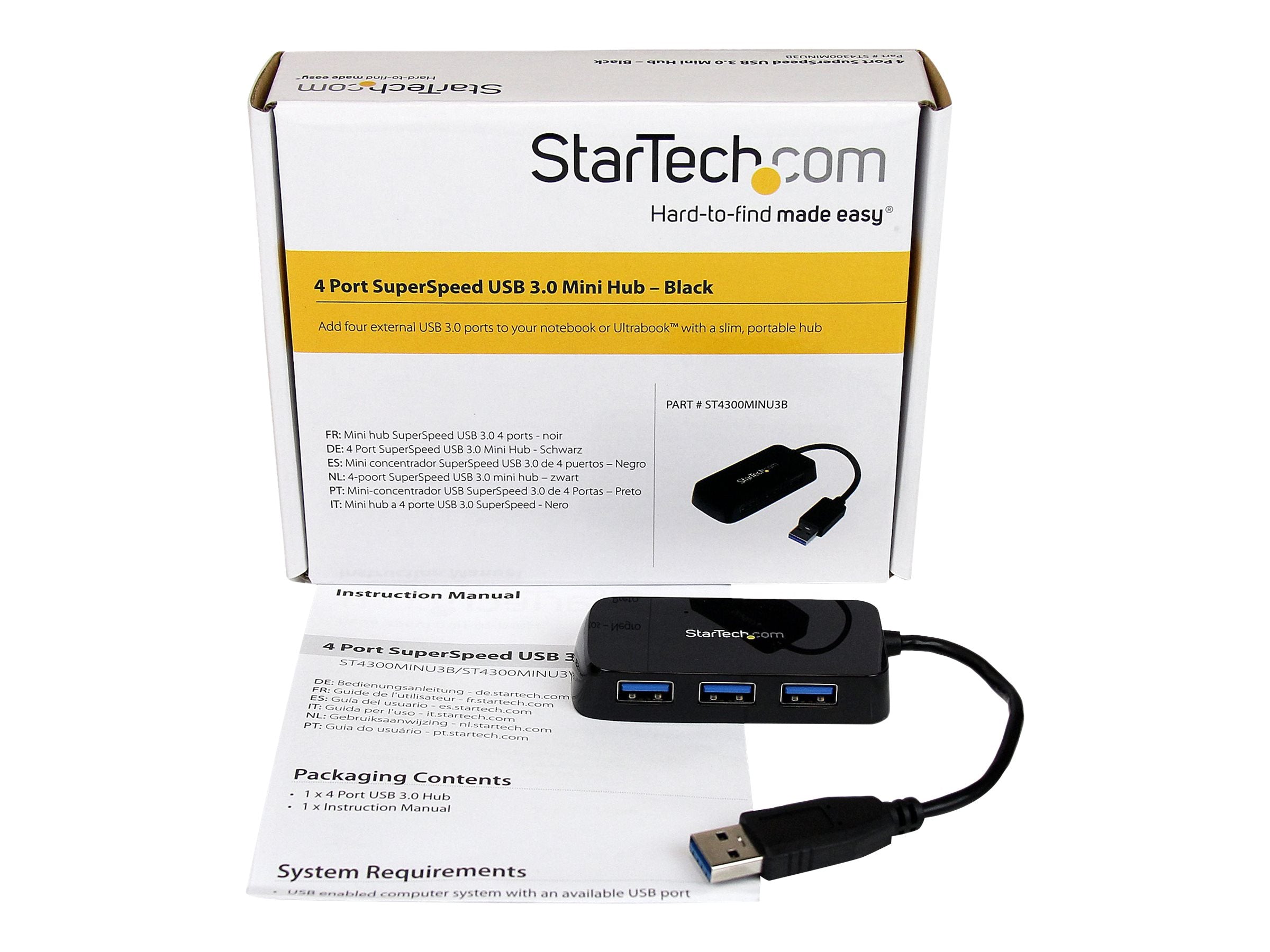 STARTECH.COM ST4300MINU3B 4 Port SuperSpeed Mini USB 3.0 Hub Vorderansicht