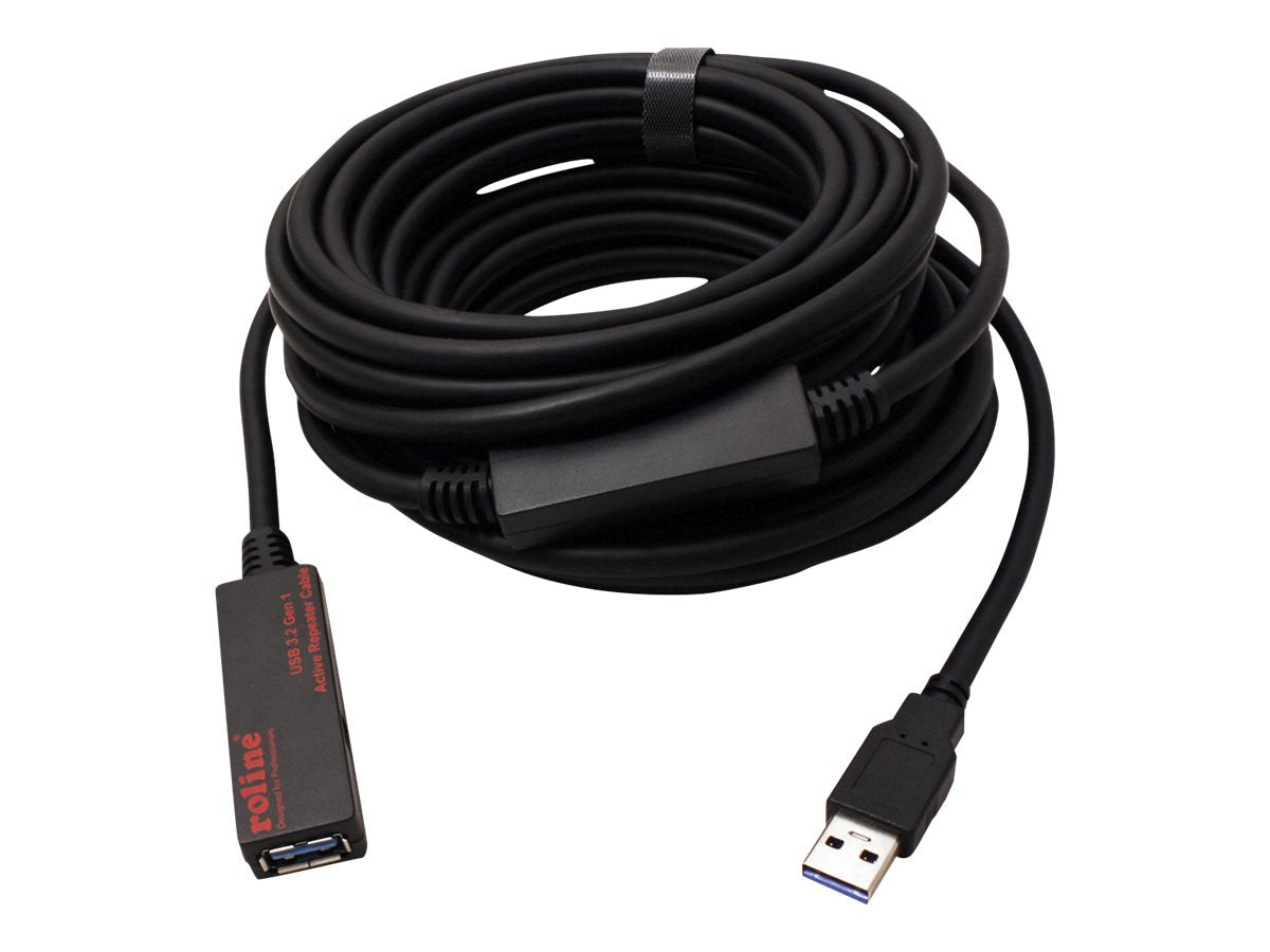 ROLINE USB 3.2 Gen 1 Aktives Repeater Kabel schwarz 10m - Vorderansicht