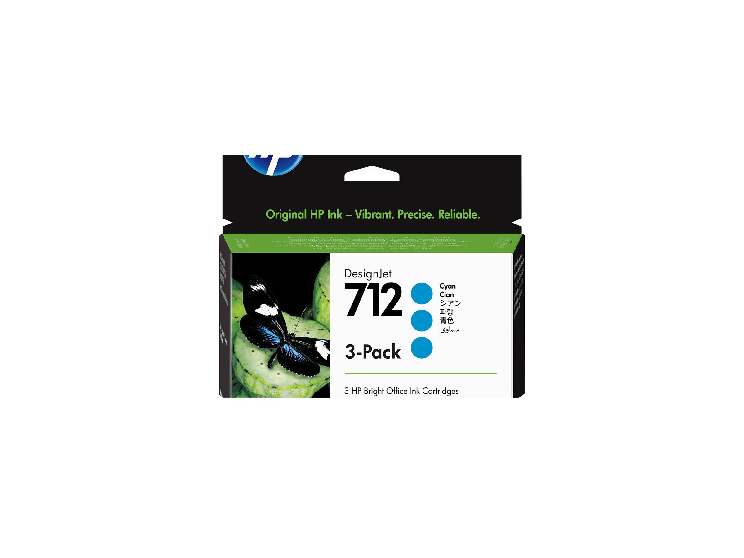 HP 712 3-Pack 29-ml Cyan DesignJet Ink Cartridge Verpackung