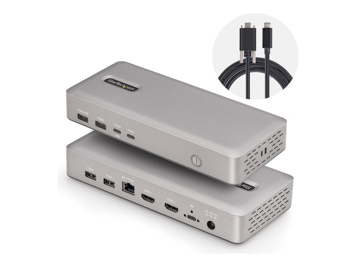 STARTECH.COM USB4 Docking Station 40Gbps 2x HDMI 2x 4K60Hz/1x 8K60Hz USB 2.5GbE 100W PD USB-C Laptop Dockingstation
