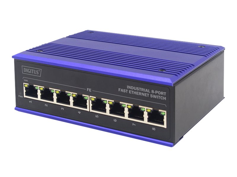 DIGITUS DN-650106 Industrieller 8-Port Fast Ethernet Switch Vorderansicht
