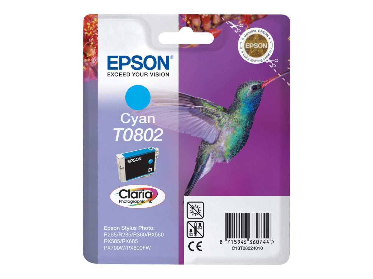 EPSON T0802 Tintenpatrone Cyan Verpackung