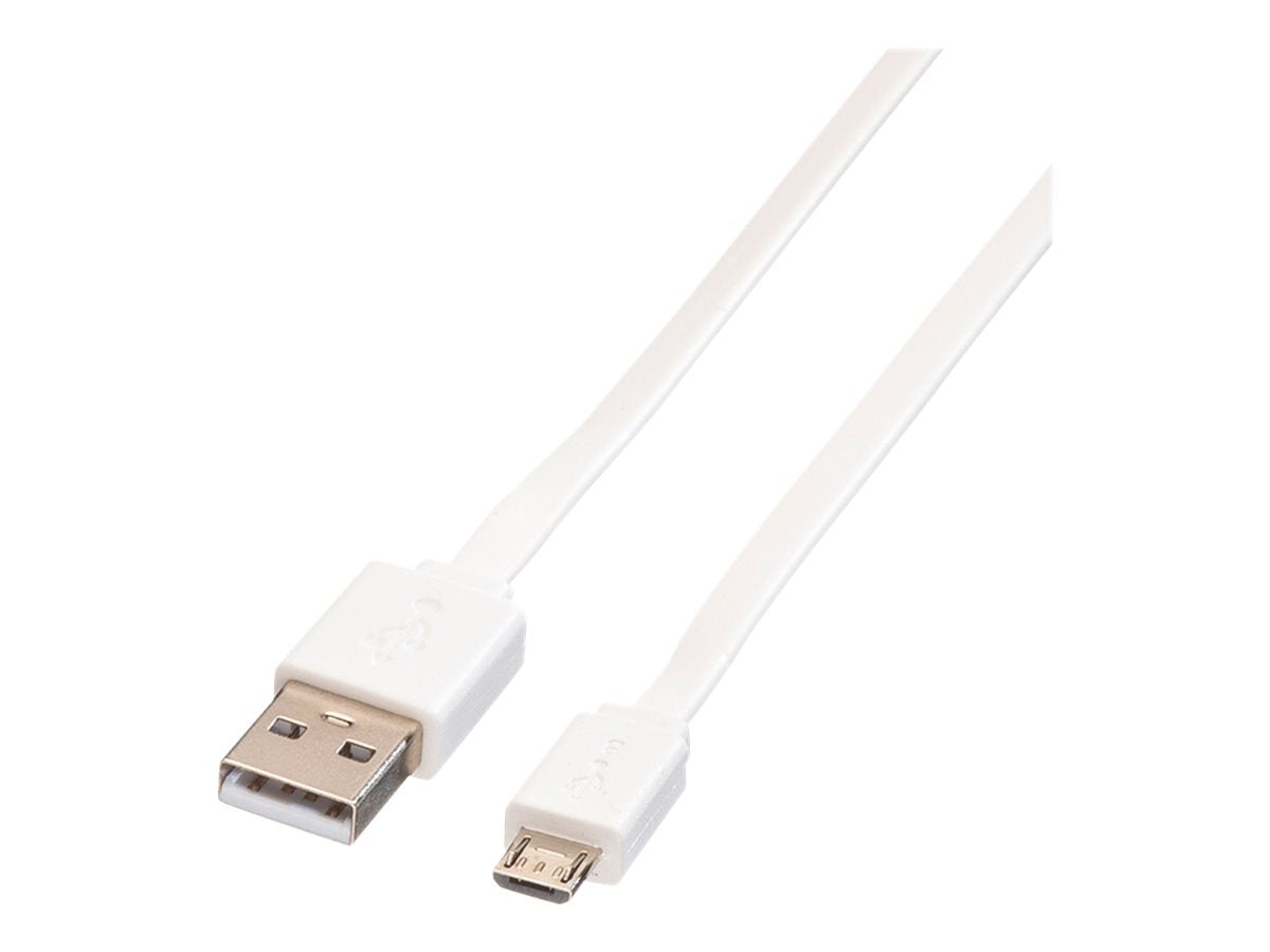 ROLINE USB 2.0 Kabel USB A ST - Micro USB B ST weiss 1m Vorderansicht