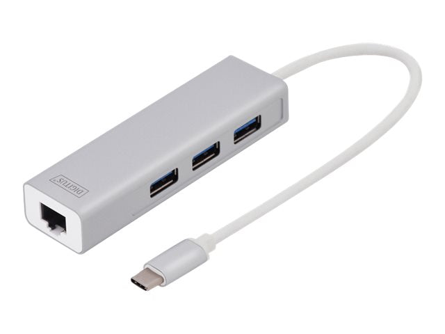 DIGITUS 3 Port USB 3.0 Typ C Hub mit Gigabit Ethernet - Vorderansicht