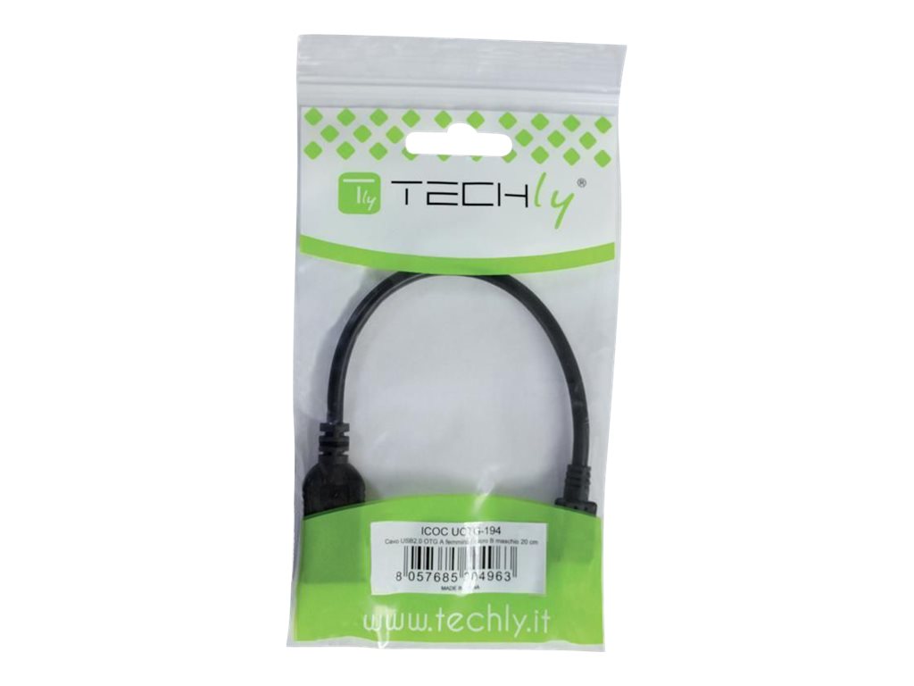 TECHLY USB2.0 Anschlusskabel OTG schwarz Vorderansicht