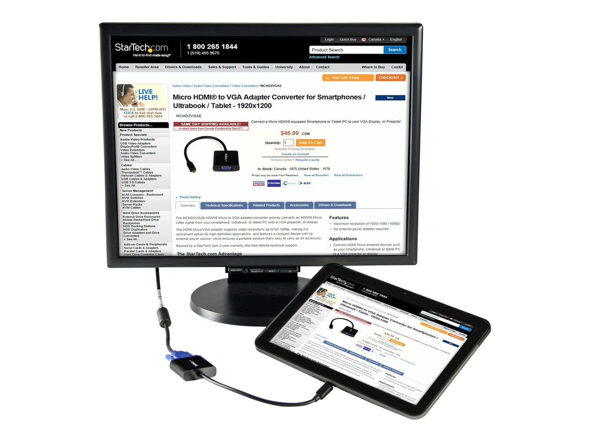STARTECH.COM Micro HDMI auf VGA Adapter Vorderansicht