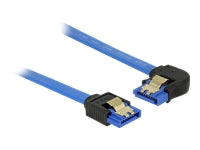 DELOCK Kabel SATA 6 Gb/s Buchse gerade > SATA Buchse links gewinkelt 50cm blau mit Goldclips