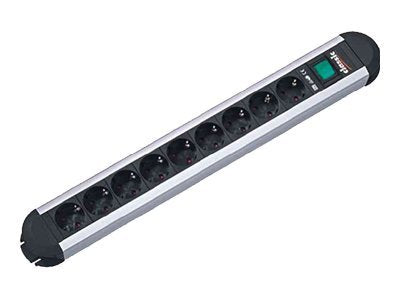 BACHMANN PRIMO Steckdosenleiste 6x Schutzkontakt Aluminium mit Schalter Vorderansicht