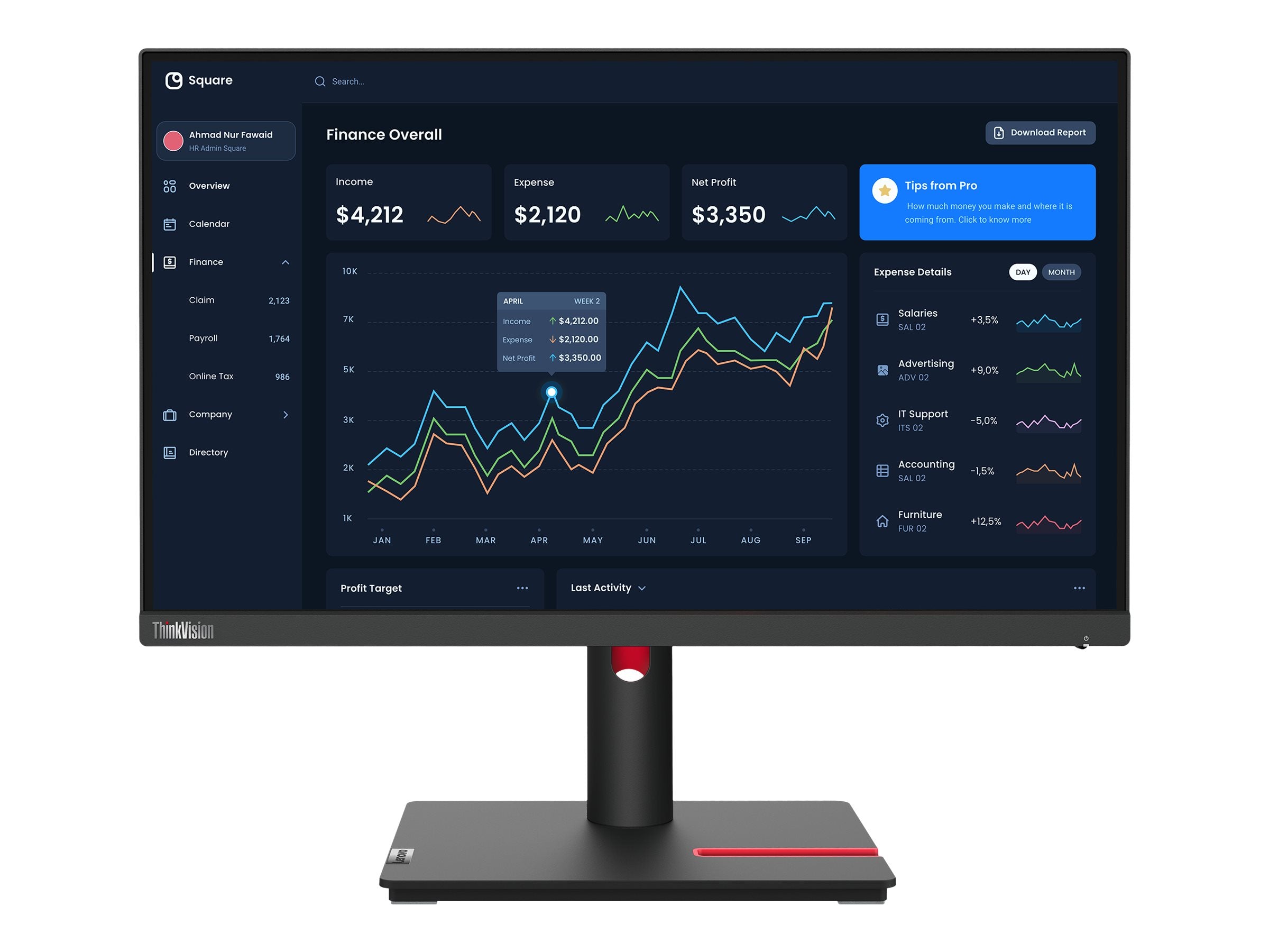 LENOVO ThinkVision T22i-30 Monitor Anschlussdetails