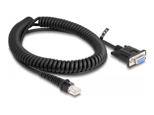 DELOCK Spiralkabel RJ50 Stecker zu D-Sub 9 Buchse 1,5m schwarz - Vorderansicht