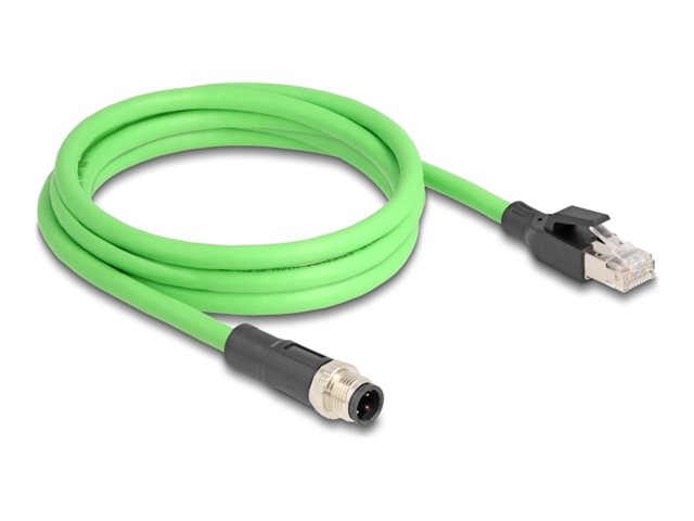 DELOCK M12 Kabel D-kodiert 4 Pin Stecker zu RJ45 Stecker PUR TPU 2m - Vorderansicht