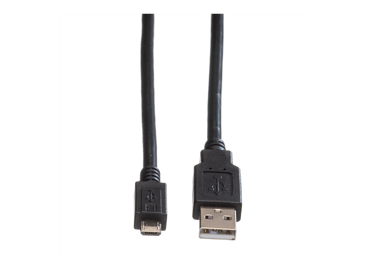 ROLINE USB 2.0 Kabel USB A ST - Micro USB B ST schwarz 0,15m Anschlussansicht