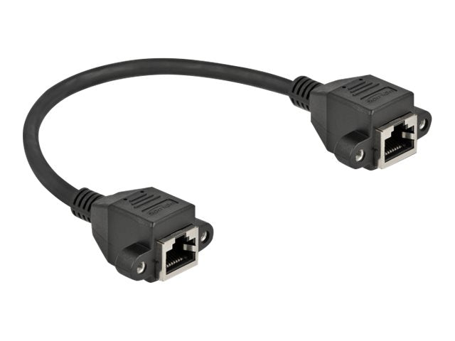 DELOCK Netzwerk Verlängerungskabel S/FTP RJ45 Buchse zu RJ45 Buchse Cat.6A 25cm schwarz - Anschlussansicht