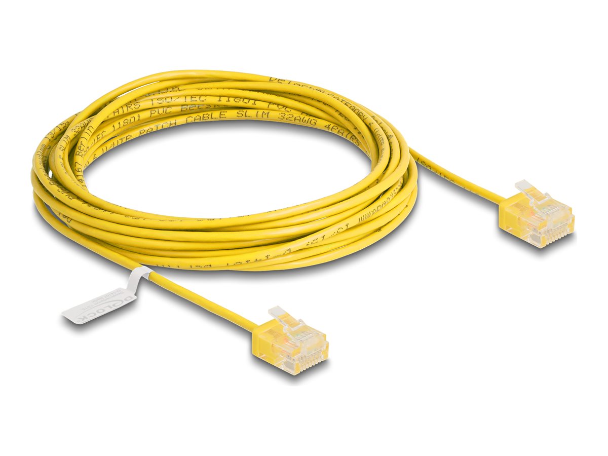 DELOCK RJ45 Netzwerkkabel Cat.6 UTP Ultra Slim 5m gelb mit kurzen Steckern