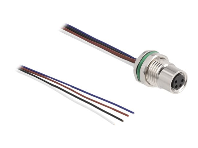 DELOCK M8 4 Pin Buchse für Panel mit offenen Kabeln A-kodiert 0,5m - Vorderansicht