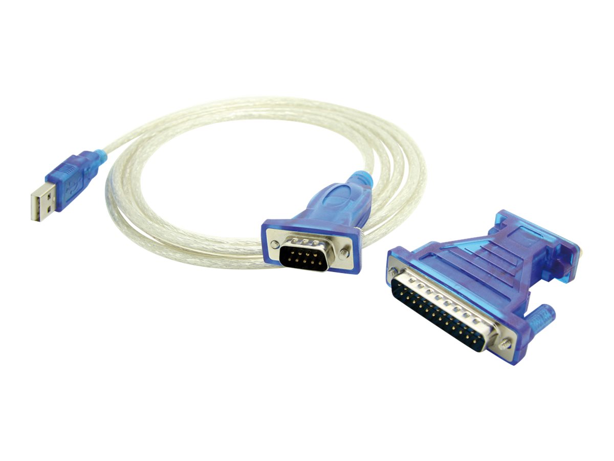 VALUE Konverter-Kabel USB-seriell türkis 1,8m Vorderansicht