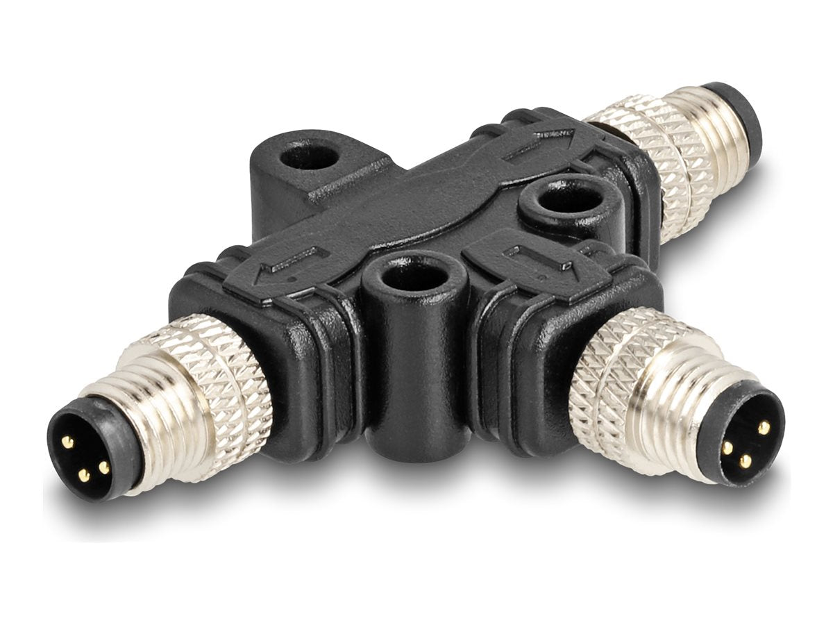 DELOCK M8 T-Splitter A-kodiert 3 Pin Stecker zu 2 x Stecker Parallelschaltung - Vorderansicht