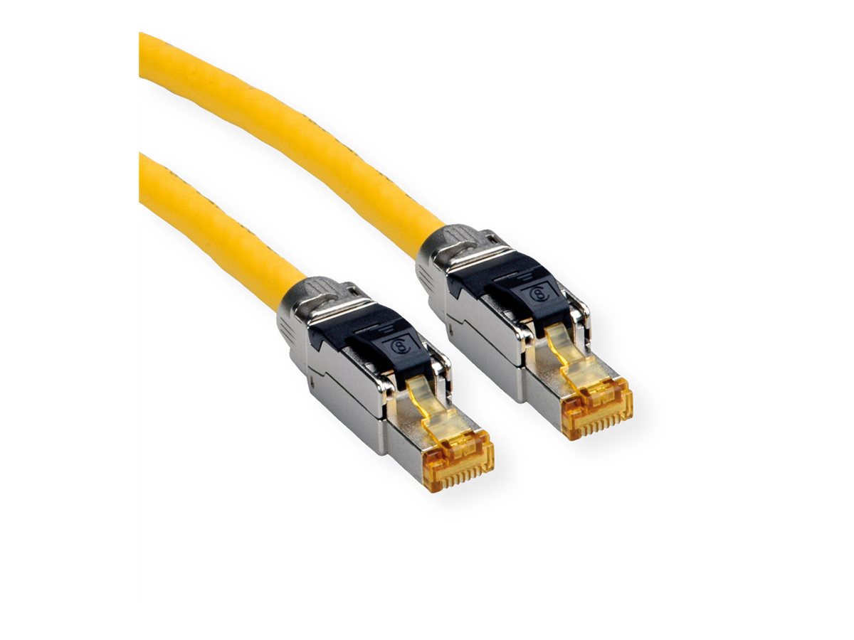 ROLINE S/FTP- PiMF- Patchkabel Kat.8 Class I LSOH Massivdraht gelb 1m - Detailansicht der Stecker