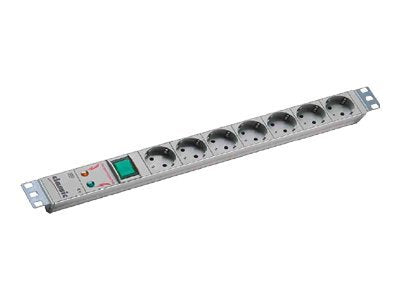 BACHMANN 48,26cm 19Zoll Steckdosenleiste 7-fach mit US mit Schalter - Vorderansicht