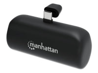 MANHATTAN Powerbank 5000 mAh mit integriertem USB-C-Stecker 10W zur Nutzung als Handyhalterung mit Ladefunktion schwarz