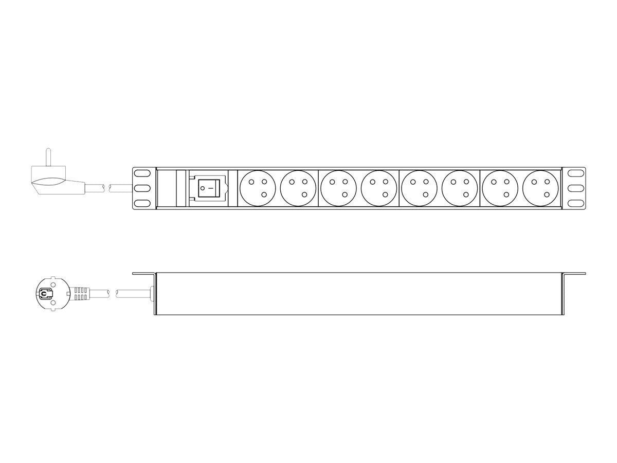 DIGITUS 1U Aluminum PDU Vorderansicht