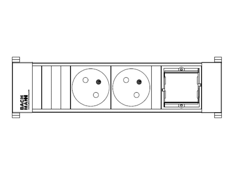 BACHMANN POWER FRAME 2xUTE 1xCM 0,2m GST18 RAL9010 - Vorderansicht