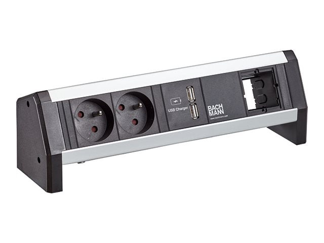 BACHMANN DESK 2xUTE 35 1xUSB Charger 1xCM Strom 1,0m GST18 Vorderansicht