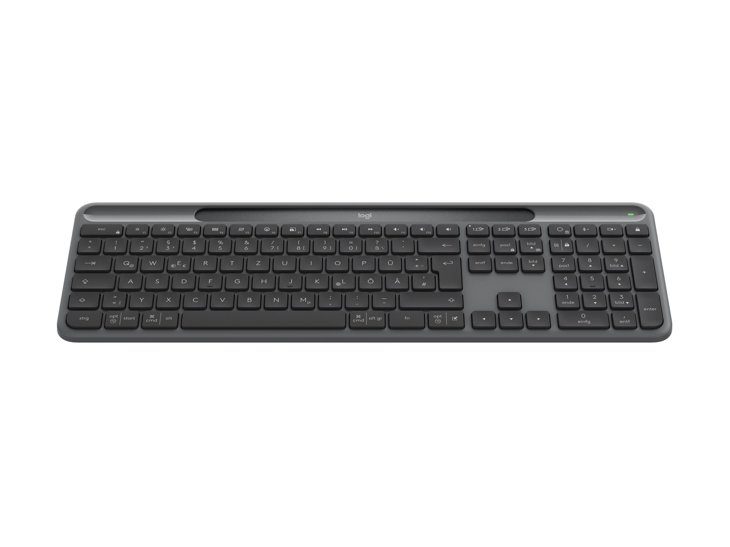 LOGITECH Slim Solar+ Keyboard Graphite (DE) Vorderansicht