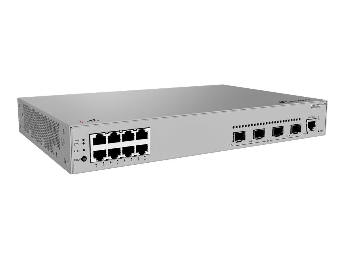 HUAWEI S220-8P4S 8x10/100/1000BASE-T ports 125W PoE+ 4xGE SFP ports AC power eKit
