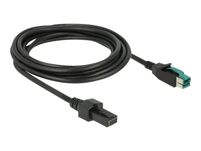 DELOCK PoweredUSB Kabel Stecker 12 V > 2 x 4 Pin Stecker 3 m - Vorderansicht