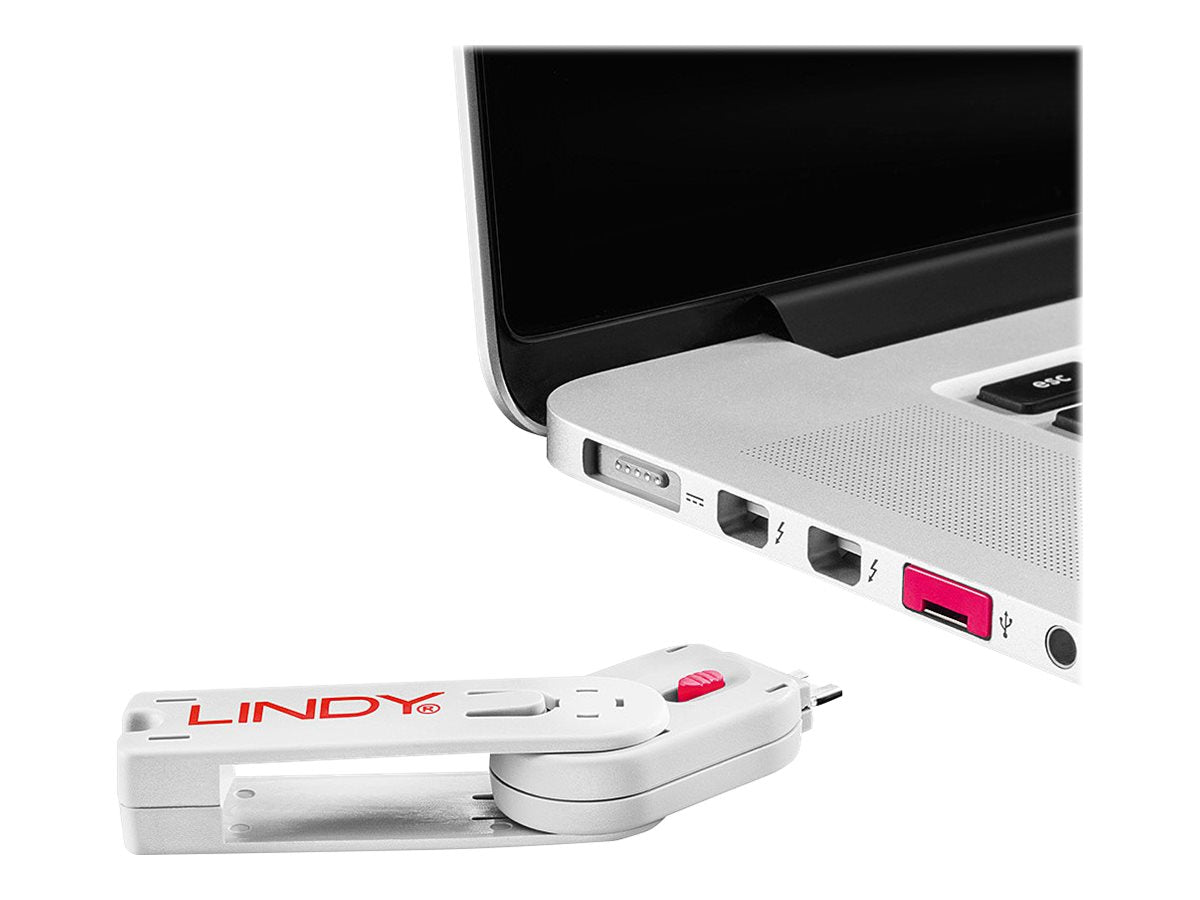 LINDY USB Portschloesser ROT+key Vorderansicht
