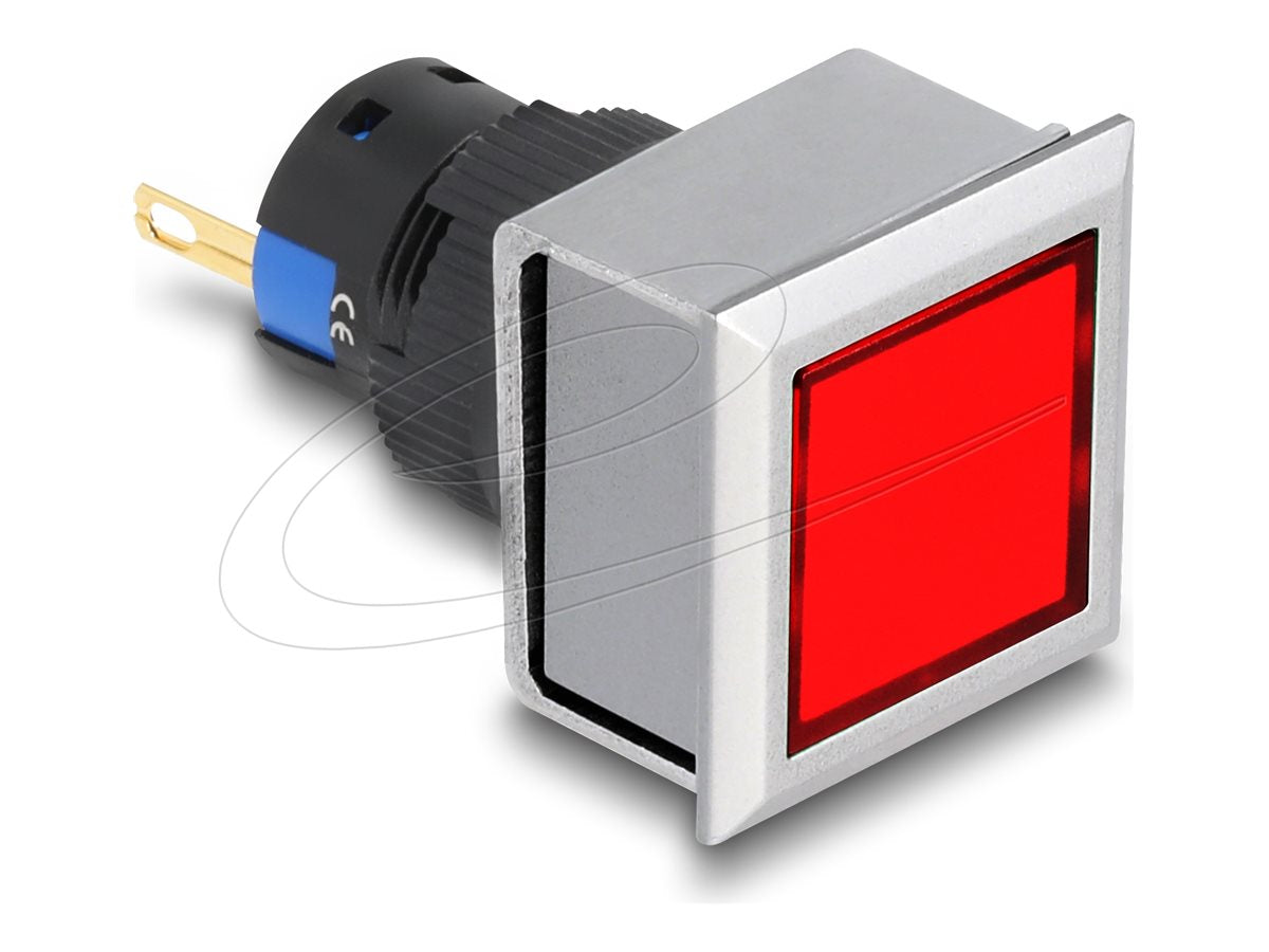 DELOCK 16mm Kunststoff Signallampe rot Lötversion viereckig - Vorderansicht