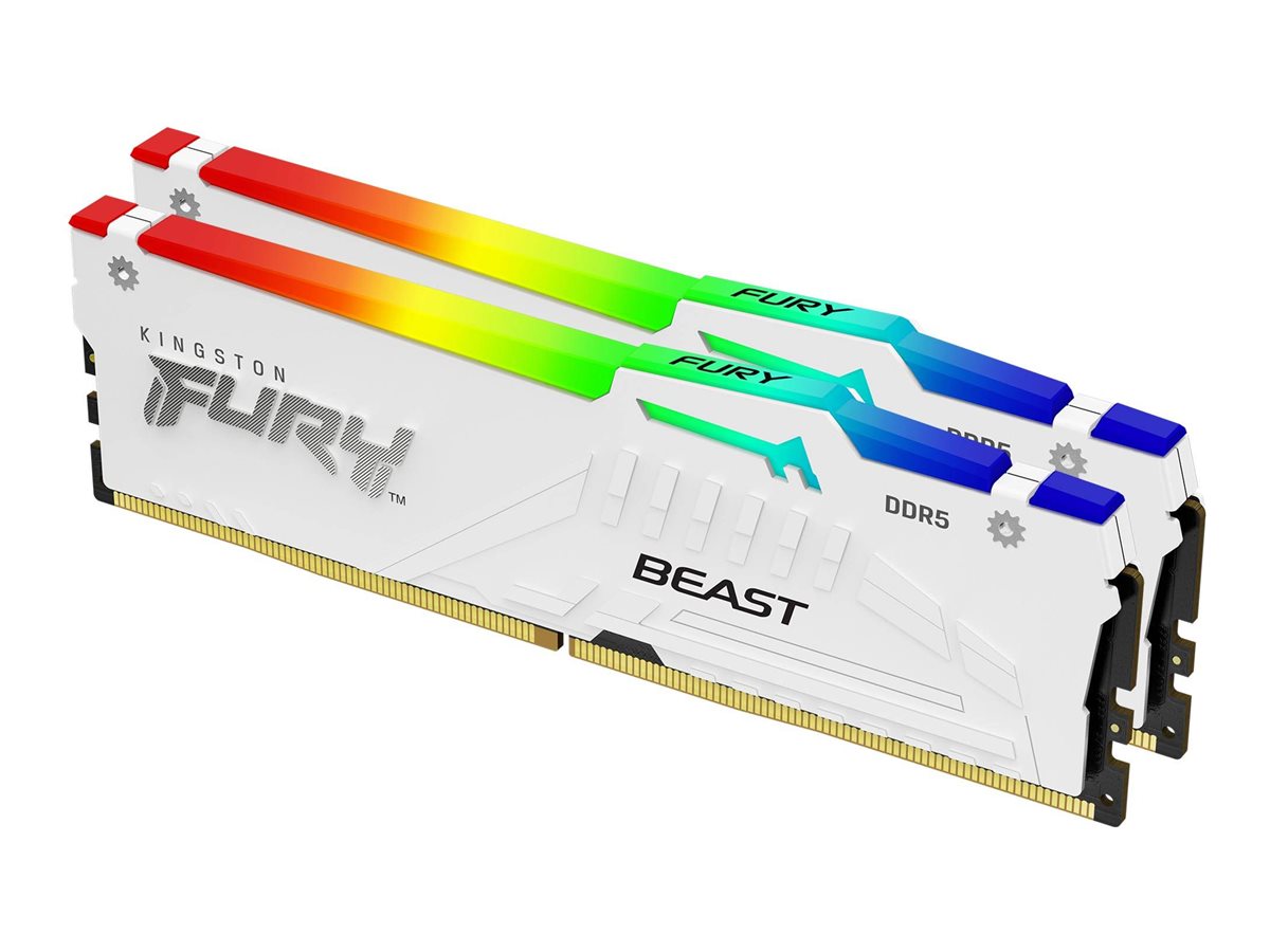 KINGSTON 32GB 6400MT/s DDR5 CL32 DIMM Kit of 2 FURY Beast White RGB EXPO - Vorderansicht